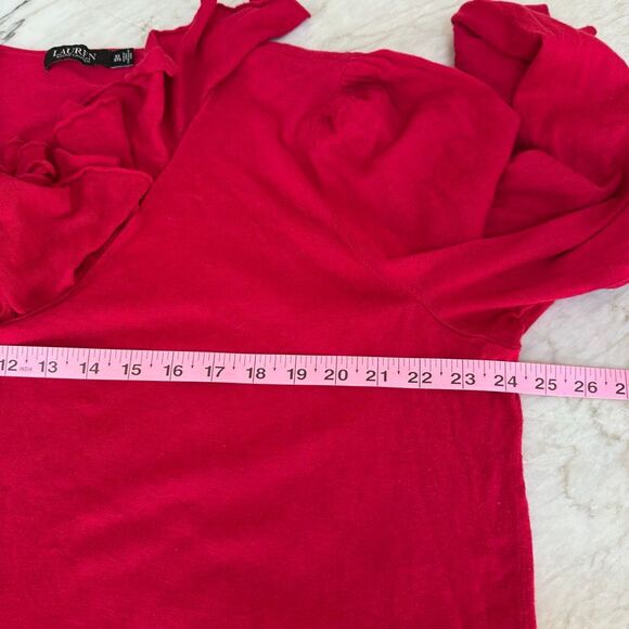 Lauren Ralph Lauren cotton blend Sweater Red Ruffle Trim Jersey Size 3X - Picture 6 of 7